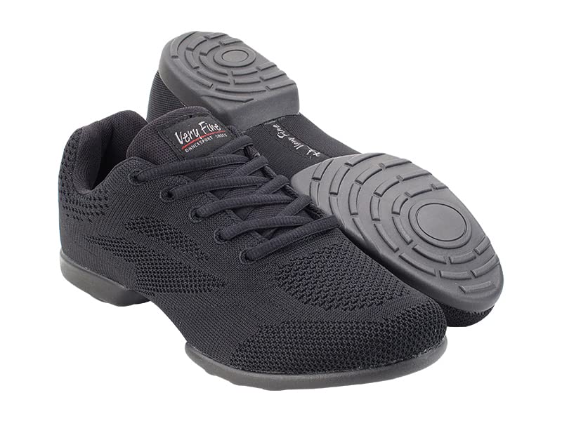 Men's Women's Dance Sneaker Practice Sheos - Very Fine Dance Shoes - VFSN020 Black Split-Sole (us_Footwear_Size_System, Adult, Women, Numeric, Medium, Numeric_12)