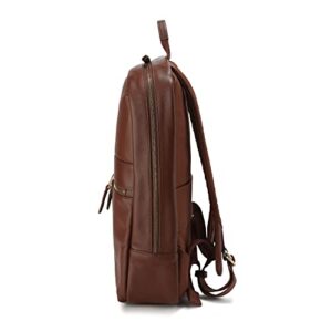 KNOMO Leather Beauchamp 14" Laptop Backpack Slim Computer Bookbag for Work, Travel Purse Daypack, Brown