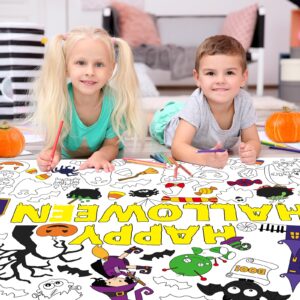 WorldBazaar 3PCS Halloween Coloring Posters Kids Halloween Coloring Tablecloth Banner Halloween Crafts for Kids Halloween Party Supplies