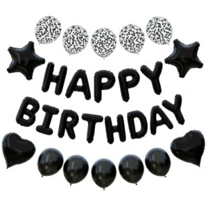 black happy birthday balloons banner 3d mylar foil letters birthday sign banner for girls boys kids and adults reusable birthday party decorating supplies