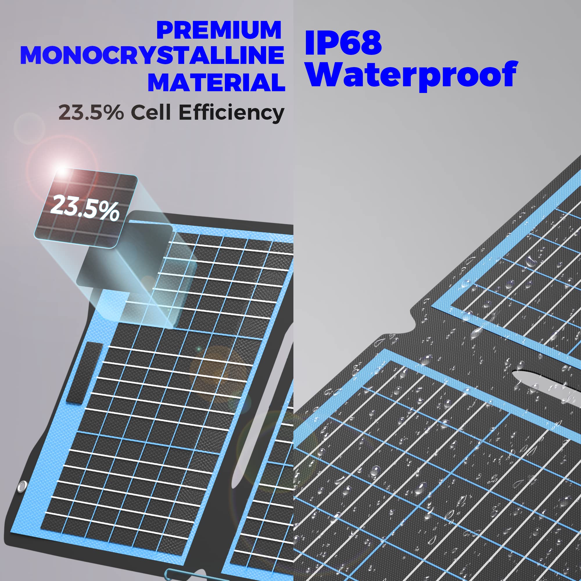 Voltset 160W Portable Solar Panels, Foldable Solar Panel Charger of ETFE 23.5% High Efficiency with Adjustable Kickstand, Waterproof IP68 for Mobile Power Station RV Camping Off Grid