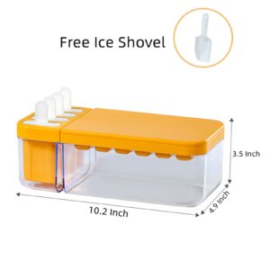 Ice Cube Tray with Lid and Bin for Freezer Container,4 Pcs Popsicle Molds And 24 pcs Ice Cubes Molds for Refrigerator With Easy Release,Spill-Resistant Removable Lid & Ice Scoop for Whiskey,Cocktail