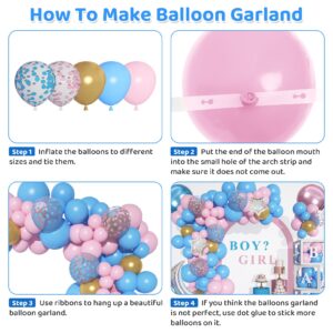 137Pcs Baby Boxes Gender Reveal Balloon Decorations Kit, Pink & Blue Balloon Arch with 4pcs Baby Boxes with Letters (A-Z+Baby) for Baby Shower Boy or Girl Gender Reveal Party Decor Birthday Supplies