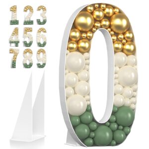 nisocy 4ft mosaic numbers for balloons, marquee light up numbers for party 4 feet tall, giant number 1 pre-cut kit thick foam for baby birthday boy girl party anniversary decorations
