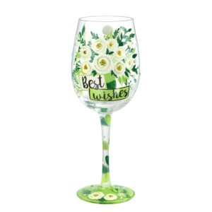 nymphfable hand painted wine glasses 15oz rose flower wine glass,green wine glass birthday wedding engagement gifts for women