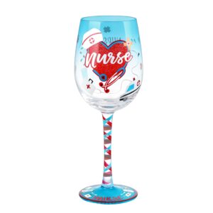 nymphfable nurse gifts hand painted wine glass artisan painted glass 15oz for nurse nursing student gifts for her