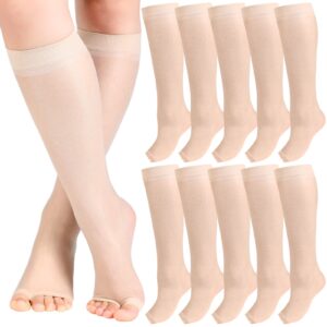 bonuci 8 pairs toeless socks sheer knee high open toe trouser socks freetoes long socks open toe feet stockings for women