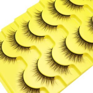 Ahrikiss False Eyelashes Wispy Natural Lashes 10mm Soft Handmade Faux Mink Lashes Fluffy Eye Lashes Pack|M28