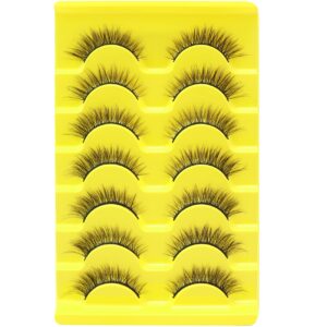 Ahrikiss False Eyelashes Wispy Natural Lashes 10mm Soft Handmade Faux Mink Lashes Fluffy Eye Lashes Pack|M28