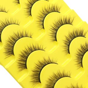 Ahrikiss False Eyelashes Wispy Natural Lashes 10mm Soft Handmade Faux Mink Lashes Fluffy Eye Lashes Pack|M28