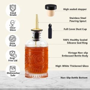 Shining Craft Coffee Syrup Dispenser Bottles Set 2 Pack 7 OZ Simple Small Syrup Bottles Set with Metal Pour Spout Ideal for Coffee Syrups, Condiments, Coffee bar, SC056 (2 pack)