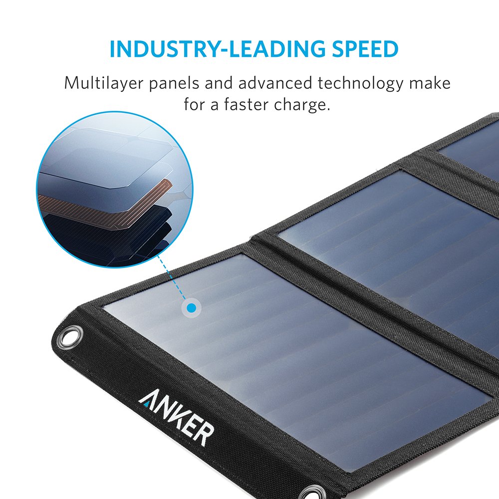 Anker Solix PS30 Solar Panel, 30W Foldable Portable Solar Charger, IP65 Water and Dust Resistance, Ultra-Fast Charging, Charges 2 Devices at Once, for Camping, Hiking, and Outdoor Activities.