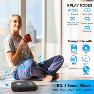 MONODEAL CD Player Portable,Bluetooth CD Player with Speakers,Rechargeable Walkman CD Player for Car and Home,Small Anti-Skip CD Player with Dual Headphone Jacks,WAV/FLAC/MP3/CD Compatible