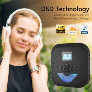 MONODEAL CD Player Portable,Bluetooth CD Player with Speakers,Rechargeable Walkman CD Player for Car and Home,Small Anti-Skip CD Player with Dual Headphone Jacks,WAV/FLAC/MP3/CD Compatible