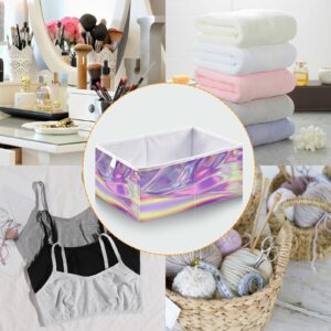 Kigai Iridescent Bow Storage Box, Foldable Storage Bins, Decorative Closet Organizer Storage Boxes for Home