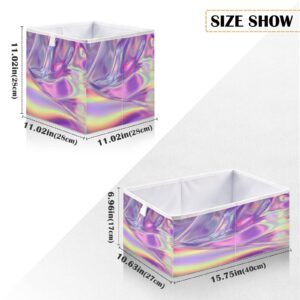 Kigai Iridescent Bow Storage Box, Foldable Storage Bins, Decorative Closet Organizer Storage Boxes for Home