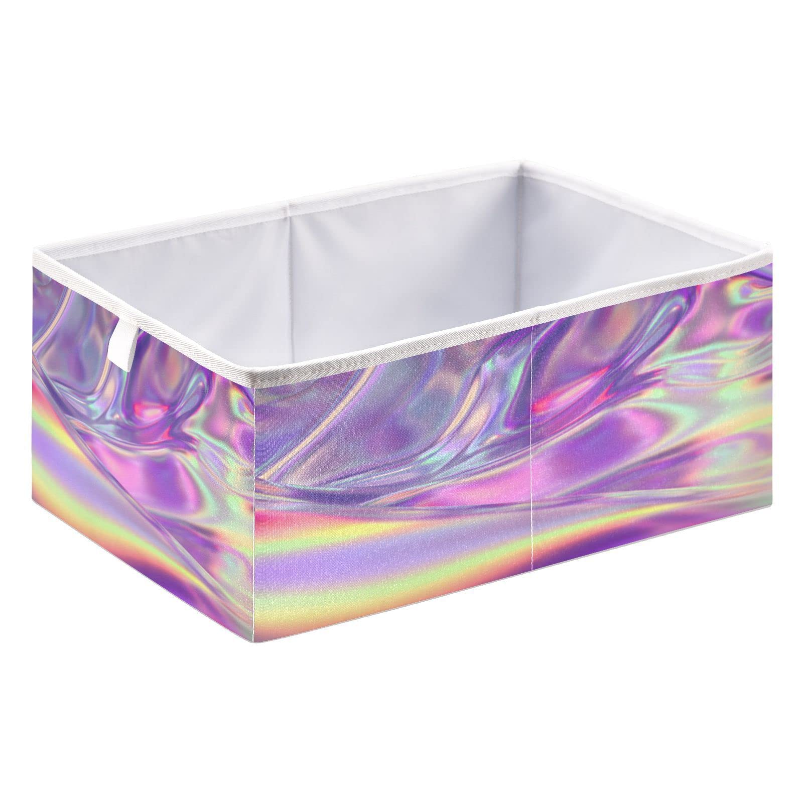 Kigai Iridescent Bow Storage Box, Foldable Storage Bins, Decorative Closet Organizer Storage Boxes for Home