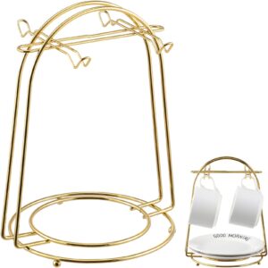 toddmomy iron coffee cup holder rack, gold (8.25x6.68x5.89in), storage for home kitchen desktop