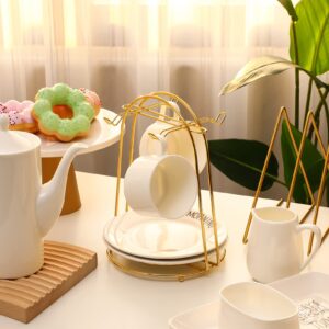 Toddmomy Iron Coffee Cup Holder Rack, Gold (8.25X6.68X5.89in), Storage for Home Kitchen Desktop