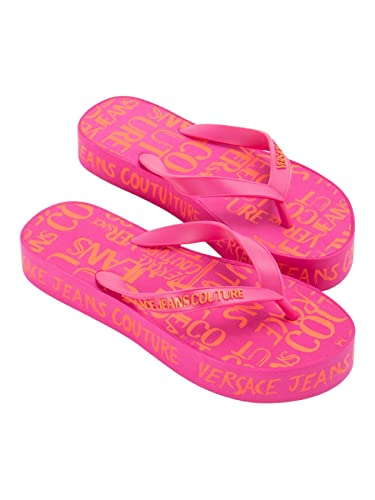 Versace Jeans Couture Pink Signature Sole Fashion Platform Flip Flop-6 for Womens