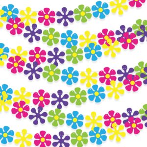 thenshop 5 pack 60's hippie party banners multi color flower cutout garland mini retro flower cutouts banners for hippie party birthday baby shower home classroom favor supplies decor