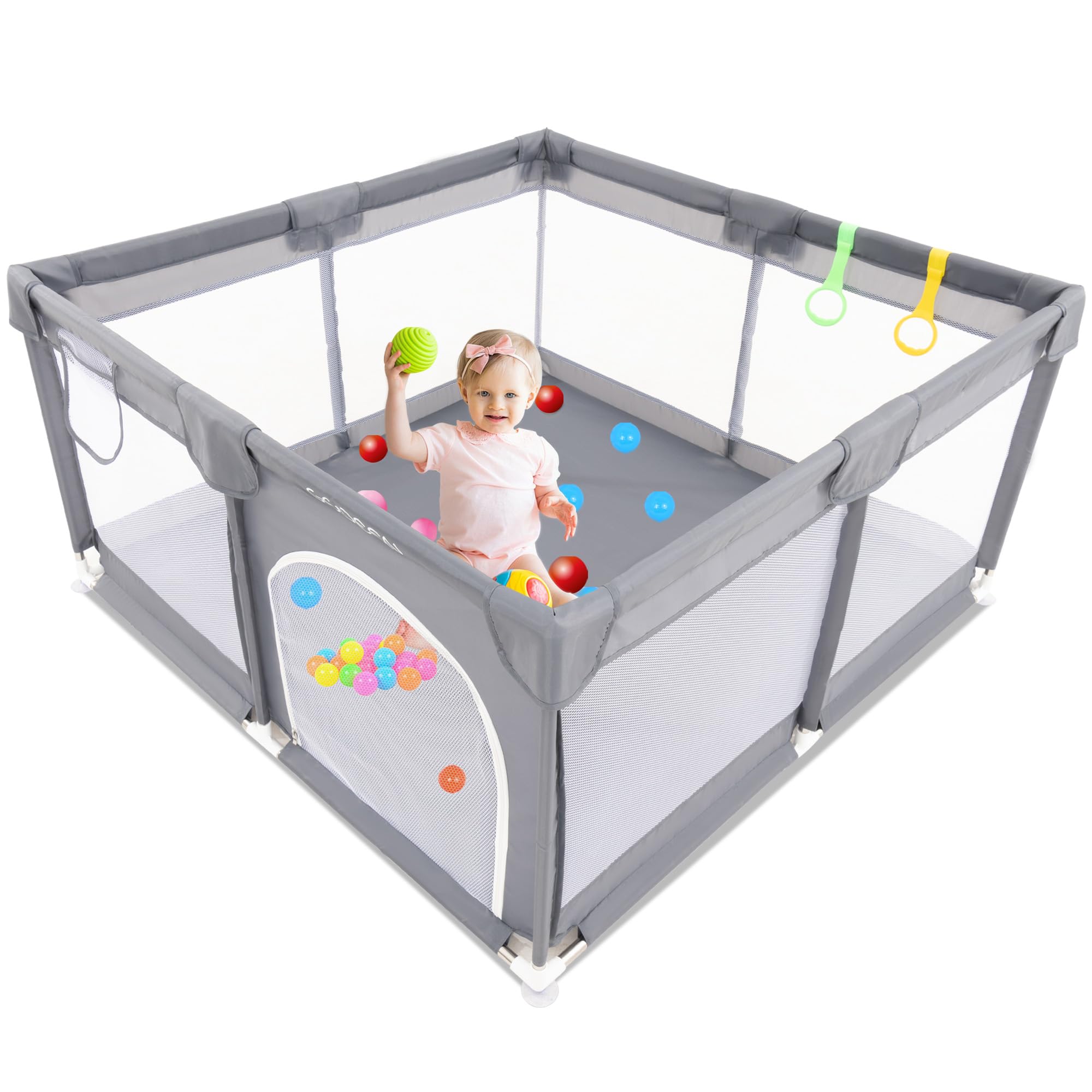 Baby Playpen,Large Playpen for Babies and Toddlers, Baby Fence Play Area with Anti-Slip Base, Safety Play Yard for Infant, Play Pens for Babys