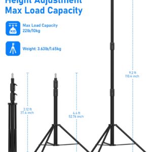 Photography Light Stand 9.2ft/110'', Sdfghj Heavy Duty Light Stand Aluminum Alloy Spring Cushioned Tripod for Ring Lights, Strobe Light, Reflectors, Softboxes, Umbrellas, Speedlite Flashes, 280cm