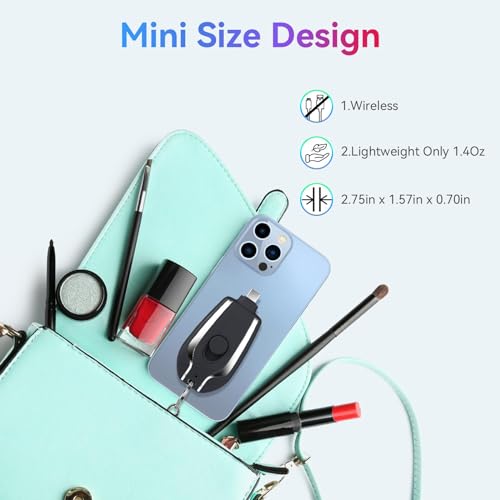 HUAYOTEK Mini Emergency Power Pod,100% Full Capacity Keychain Portable Charger for Android,Power Emergency Pod Power Bank Battery Pack for iPhone 15/15 Plus/15 Pro/15 Pro Max,Samsung,Google Pixel,LG