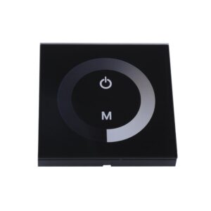 DC 12V-24V Wall Mounted Touch Panel Controller Brightness Adjustable Dimmer, Touch Panel LED Dimmer Switch Brightness Controller for Single Color LED Light Strip(Black)