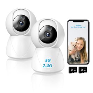 2k baby monitor camera with phone app, 5g wifi security camera indoor, 360 ptz home camera for pet, color night vision, 2-way audio, motion detection