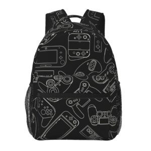 fiokroo video game controller black background backpack school bag for students teens men women gaming gadgets laptop backpacks travel daypack bag with multiple pockets