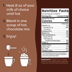 FlavCity Keto Hot Chocolate Powder, Original – Dairy-Free & Sugar-Free Organic Cocoa Powder Drink Mix – High-Fiber, Low-Carb & Gluten-Free Prebiotic - Vegan & Non-GMO (9.4 Oz)