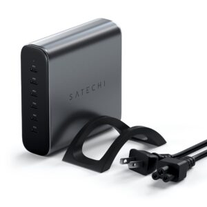 satechi 200w 6-port gan charger - 2x 140w usb-c and 4x usb-c, fast charging travel station for apple and most thunderbolt devices