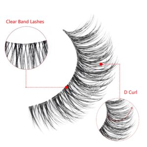 DZANIK False Eyelashes Natural Look Wispy Lashes 8-14mm D Curl 3D Natural Eyelashes Pack, Soft Natural False Eyelashes,Faux Mink Strip Lashes - 5 Pairs