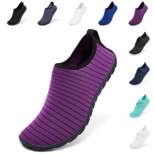 racqua men&women breathable water shoes aqua socks for hiking diving surf diving sport quick-dry pool beach swim shoes purple 10w/9m