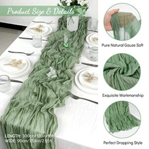 10 Packs 10Ft Cheesecloth Table Runner Rustic Boho Gauze Wedding Table Runner for Wedding Bridal Shower Birthday Party Table Decor (Sage Green)