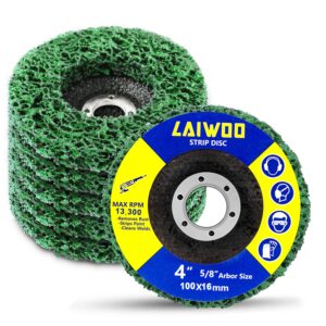 laiwoo strip discs stripping wheel for angle grinder 4'' x 5/8'', rust remover wheel abrasive disc clean and remove paint coating rust welds oxidation (5 pack)