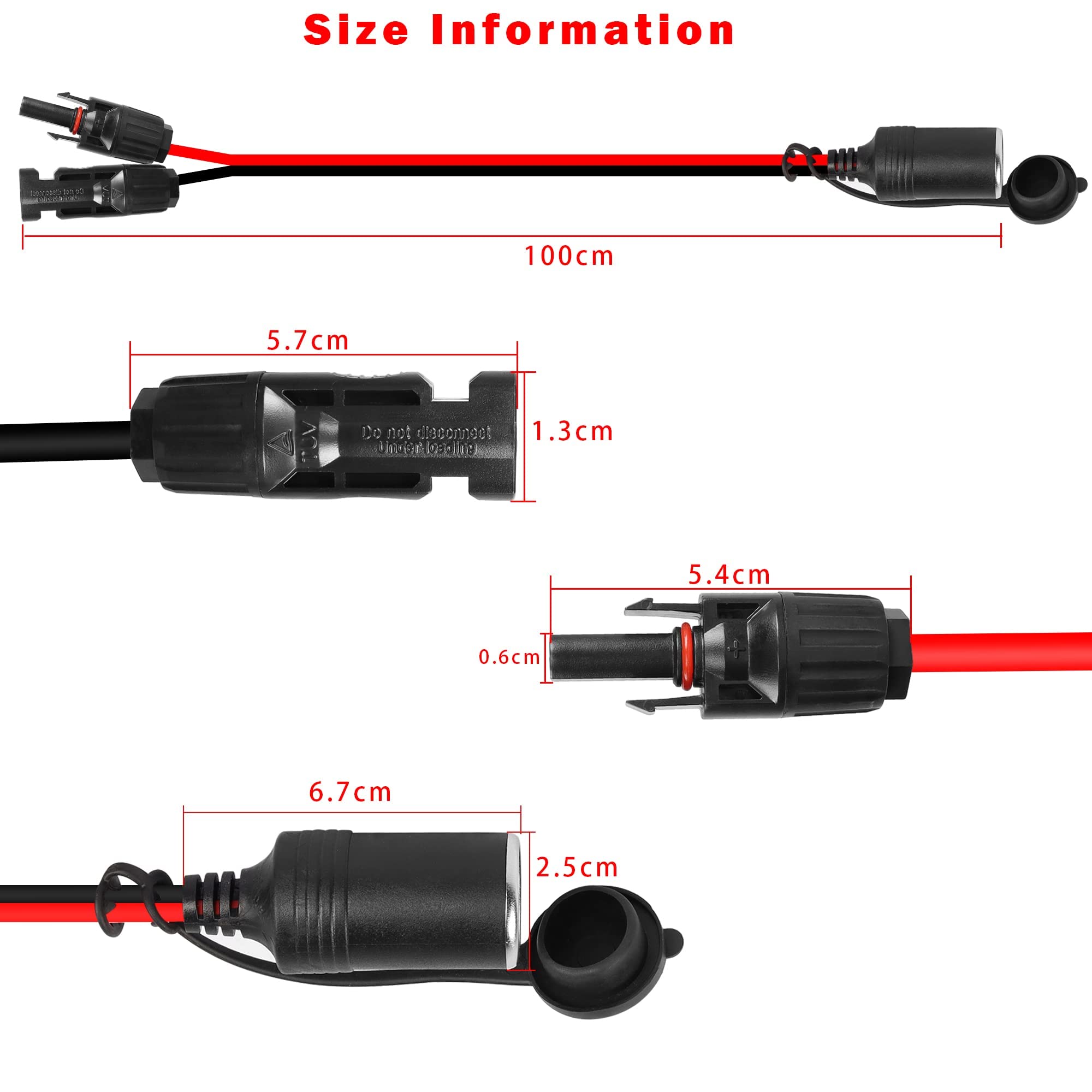 GELRHONR Solar Panel Connector to Cigarette Lighter Socket Adapter Cable 12AWG,for Solar Panel RV Portable Power Station Solar Generator-1M/3.2Ft