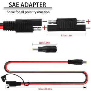 GELRHONR 14AWG DC8mm Male to SAE Plug Adapter Cable,with DC8mm Female to DC5525mm Male Adapter, for RV & Solar Generator Portable Solar Panel-1.8M/5.9Ft