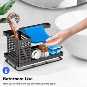 MURLONG Sink Caddy, Kitchen Sink Organizer Sponge Holder, Kitchen Sink Accessories Stainless Steel, Sink Brush Holder with Removable Drain Tray for Sponge, Dish Brush, Soap, Scrubber, Dishcloth