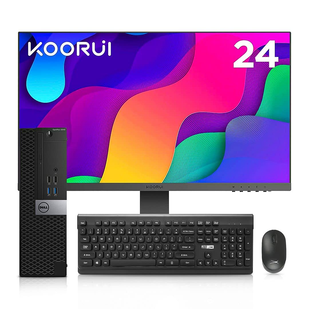 Dell OptiPlex 5040 Desktop Computers PC Set with Koorui New 24 Inch Monitor,Intel Quard Core i7 6700 3.4GHz,16GB Ram New 512GB M.2 NVMe SSD,AC8260 Built-in WIFI Bluetooth,HDMI Windows 10 Pro (Renewed)