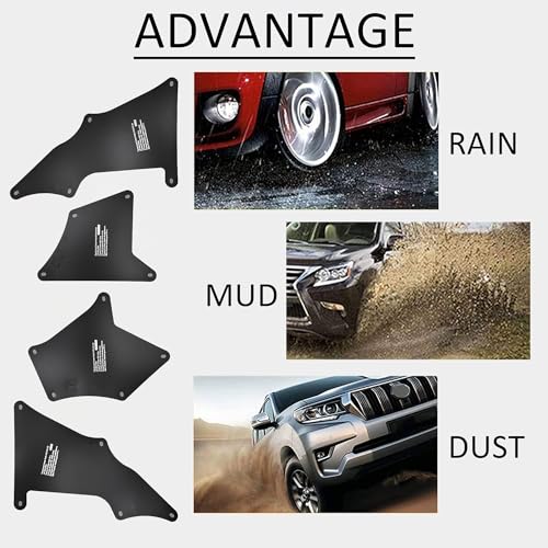 Splash Guard Fender Liners Shield with Clips Compatible with 2003-2020 Toyota 4 Runner, FJ Cruiser, Land Cruiser Prado(C-Black)