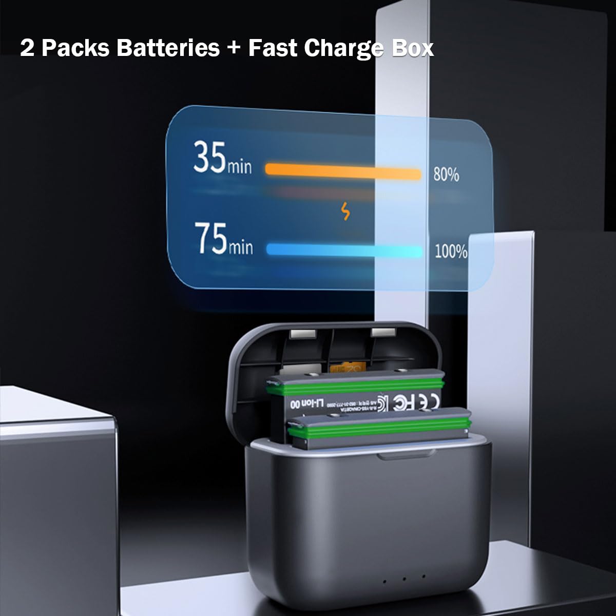 NBZZ 2 Packs 360 X3 Batteries with Charger Hub Fast Charge for Insta 360 ONE X3 Battery 1800mAh Insta 360 x3 Accessories with Misro SD Card Slots (Battery Charger Hub with 2 Batteries)