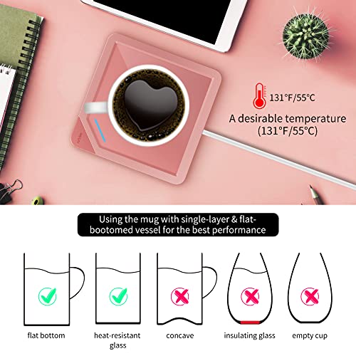 USB Coffee Mug Warmer:Smart Electric Coffee Cup Warmer for Desk with Auto Shut Off-Coffee Accessories for Home Office Desk (U1 Pink)
