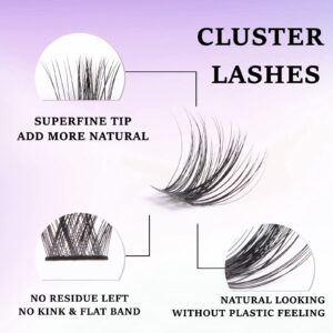 Lash Clusters 72 Pcs Individual Lashes DIY Lash Extensions 10-16mm Length Reusable Soft Natural False Eyelashes Thin Band Eyelash Extensions for Makeup at Home