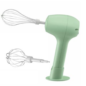 moshou cordless hand mixer, 3 speed electric whisk usb rechargeable handheld electric mixer, 304 stainless steel beaters & whisk, for lattes, butter, cakes,egg, milk, cookies (green)