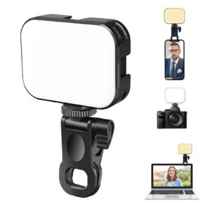 ulanzi vl100x selfie light, clip led light panel for phone/laptop/tablet/computer, bi-color portable clip camera light with dimmable 2500-6500k with 2000mah battery for video conference/picture