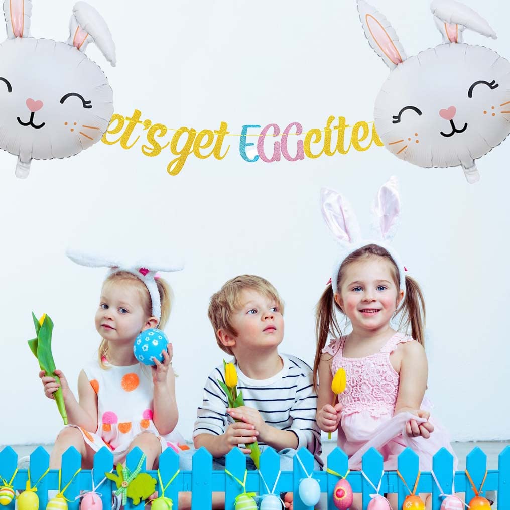 Bunny Balloons Easter Balloons Rabbit Head Foil Balloons for Easter Themed Party Easter Bunny Birthday Party Supplies Decorations Party Sets-5 PCS