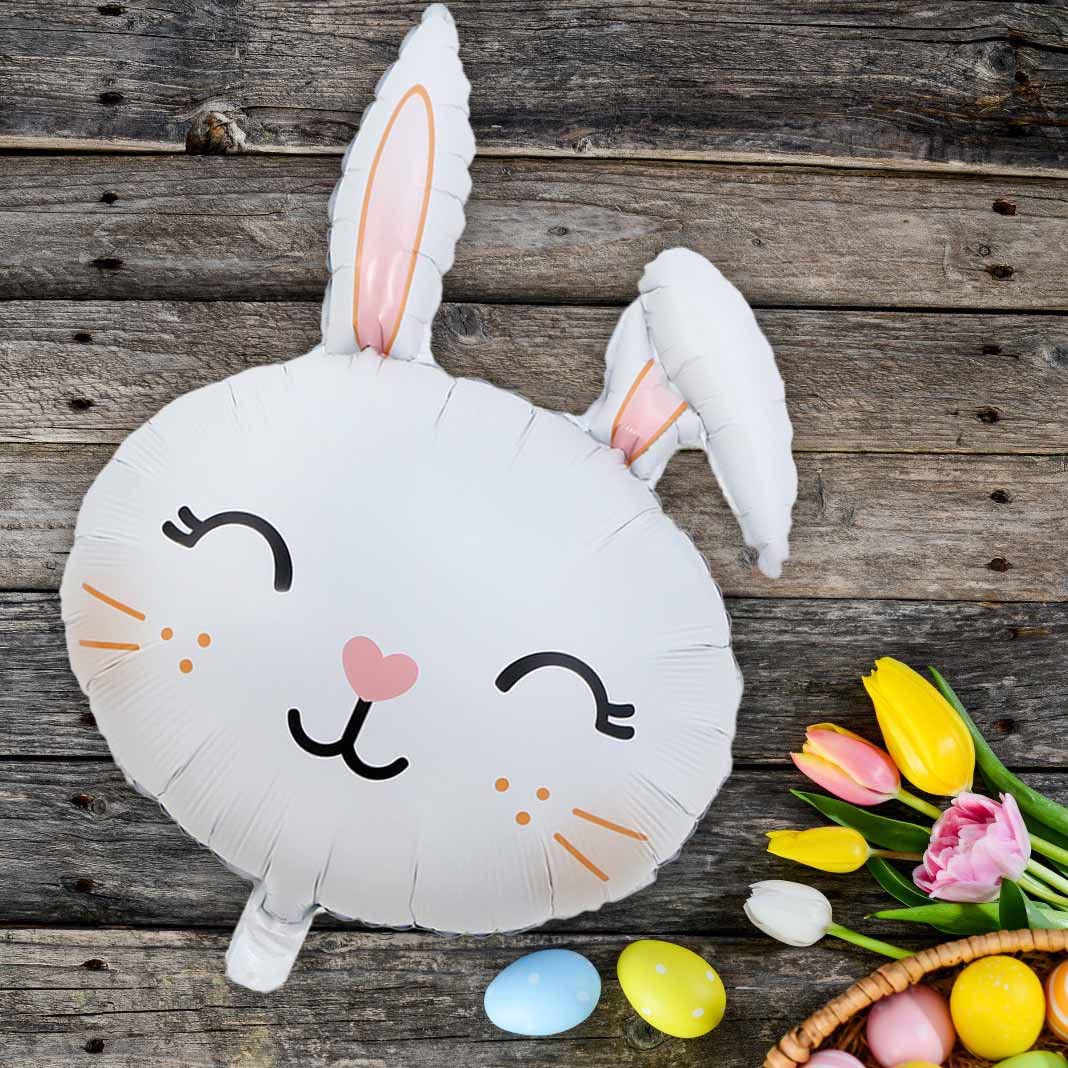 Bunny Balloons Easter Balloons Rabbit Head Foil Balloons for Easter Themed Party Easter Bunny Birthday Party Supplies Decorations Party Sets-5 PCS