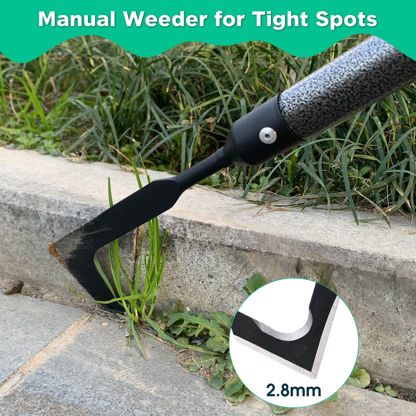 Lilyvane Crack Weeder, Manual Crevice Weeding Tool Weed Puller with 29” Handle for Sidewalk Paver Deck Boards, Crack Weeder Crevice Weeding Tool Metal Handle